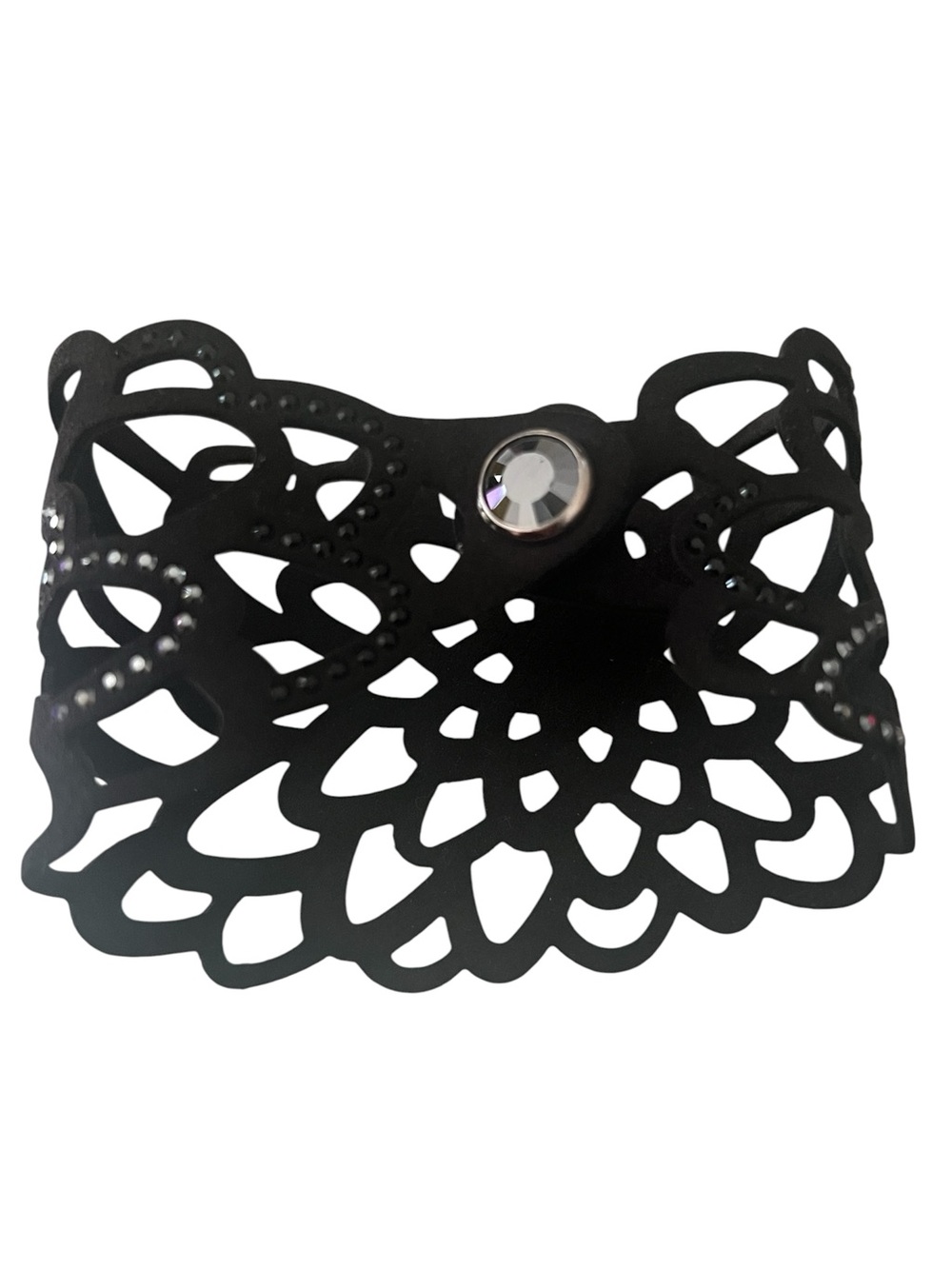 NIB Swarovski Belle Romantic Floral Filigree Laser-cut Black Bracelet - 10cm - Picture 6 of 11